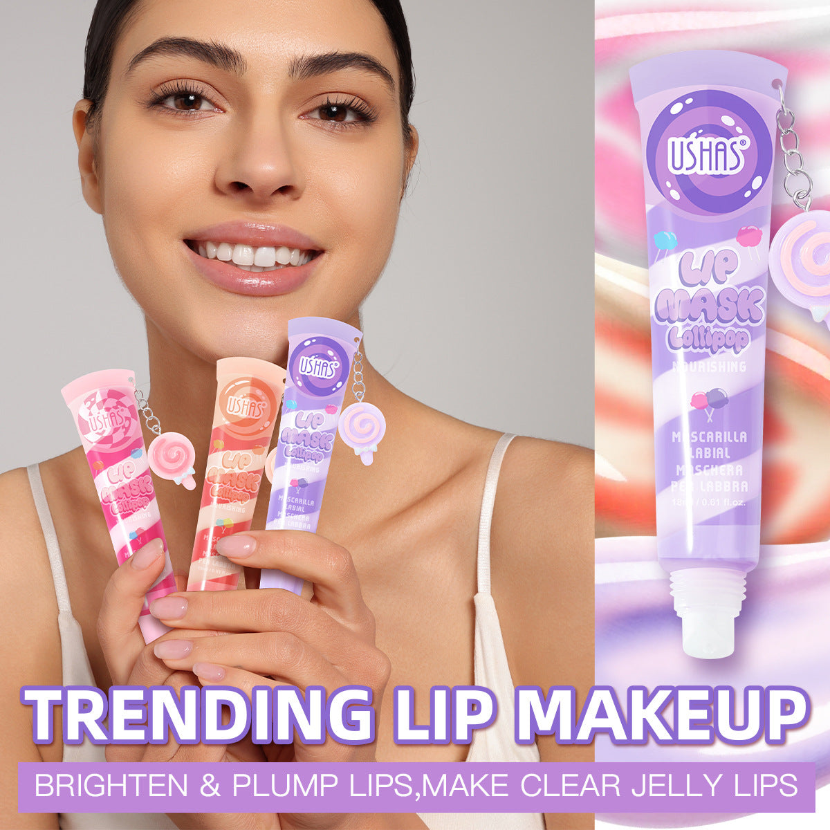 Rainbow Ice Cream Lip Gloss Moisturizing Lip Gloss Lip lollipop